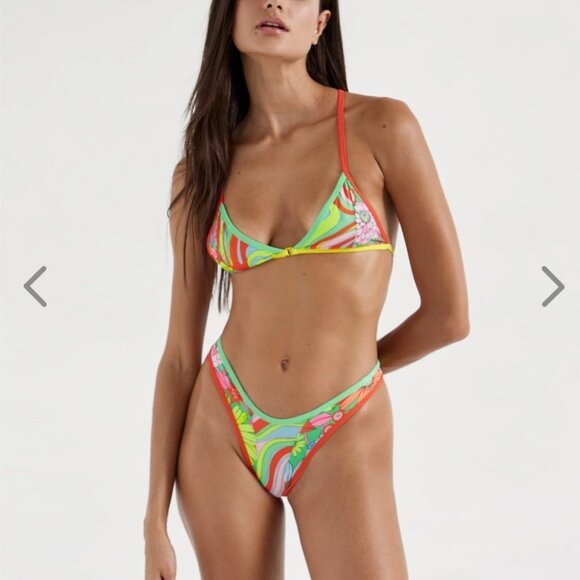 NWT OneOne Swimwear SET Bikini Seabright 2024 Gemma Noelia NEW Red Green Yellow - Picture 2 of 7